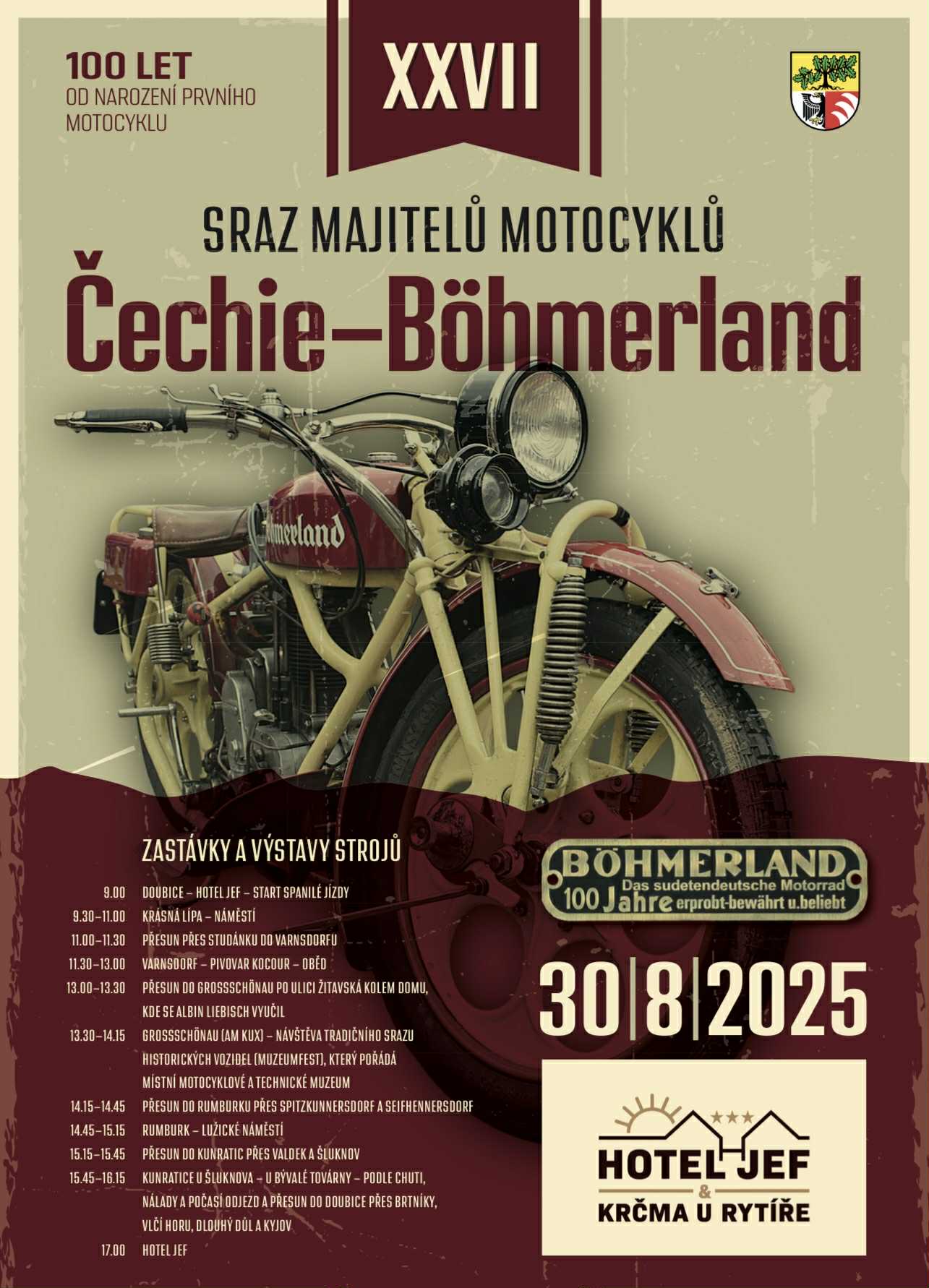 Sraz majitelů motocyklů Čechie Böhmerland 2025